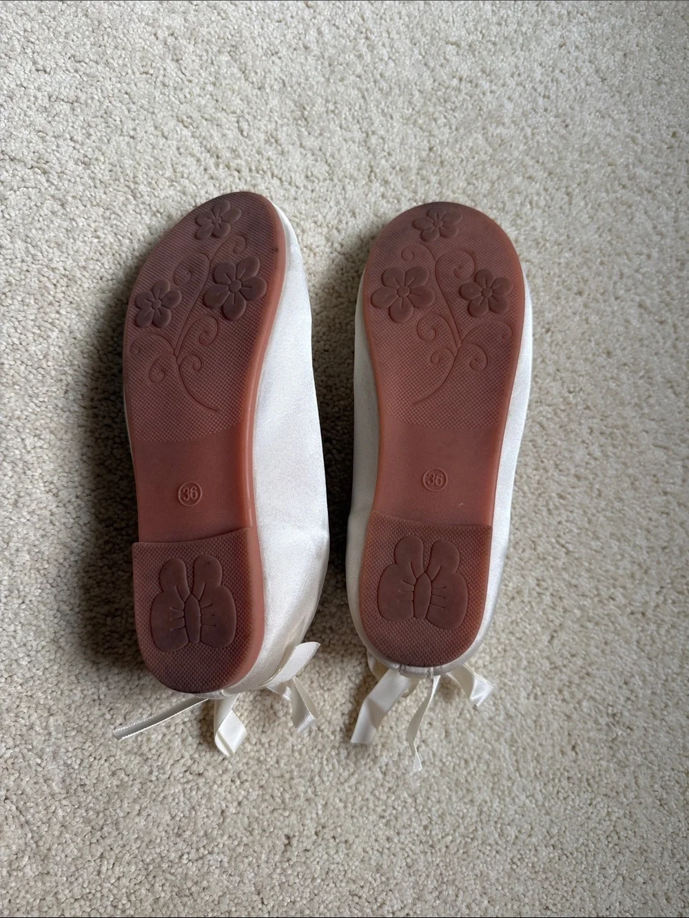 Kids Satin Bow Ballet Flats - White